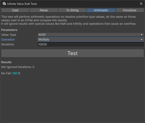 Bulk Tests window