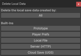 Delete Local Data window