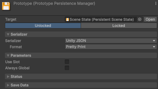 The Prototype manager in the Inspector window