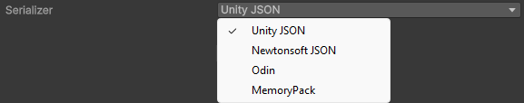 The Serializer dropdown open on a manager