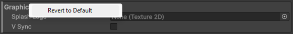A modified section with its Revert to Default menu