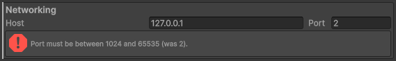 A validation message under a section